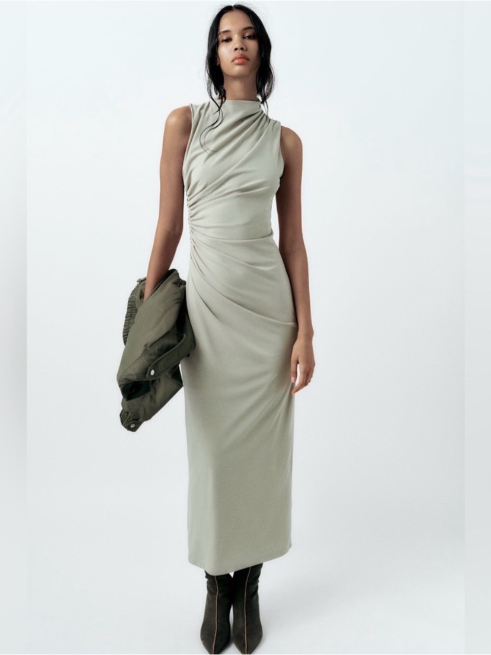 Zara Sleeveless Draped Midi Dress